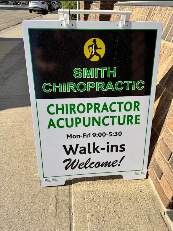 Smith Chiropractic sidewalk sign: Walk-ins Welcome